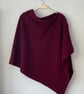 Poncho - merino lambswool Bordeaux red wine  - Image 2