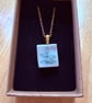 Upcycled bone china necklace leaf pattern