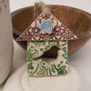 Small Ceramic bird house decoration 
