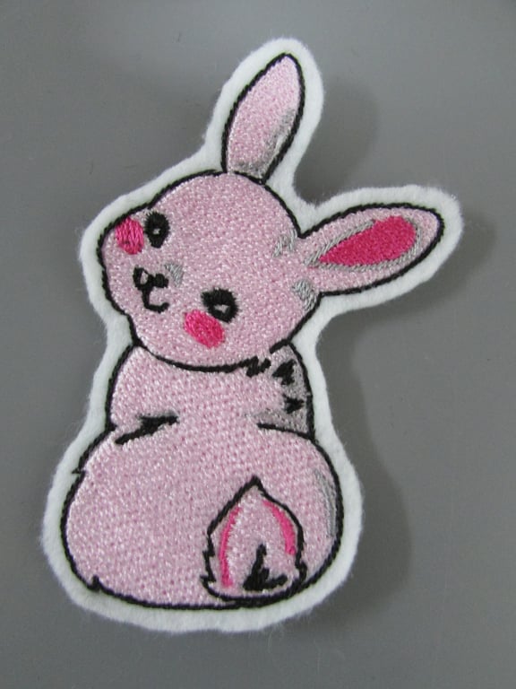 Cute Bunny Rabbit Embroidered Sew on Applique Patch