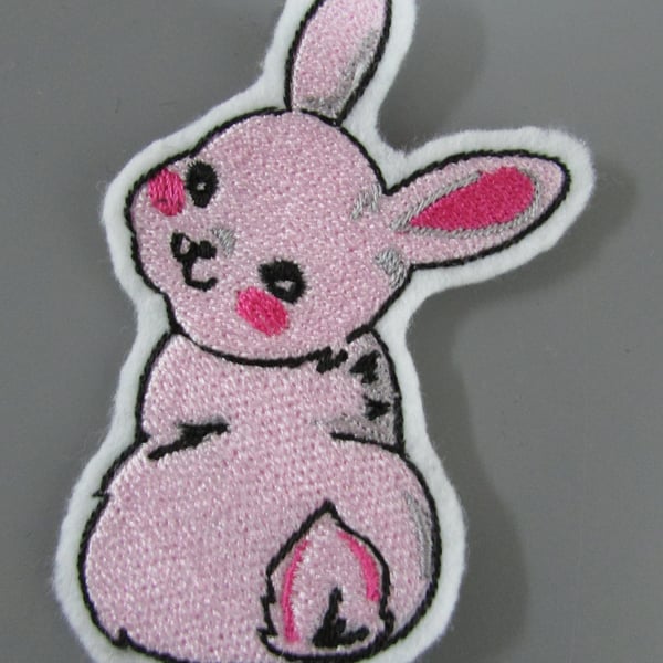 Cute Bunny Rabbit Embroidered Sew on Applique Patch