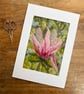 Mounted embroidered Magnolia blossom wet felted artwork, wall art.  - Image 5