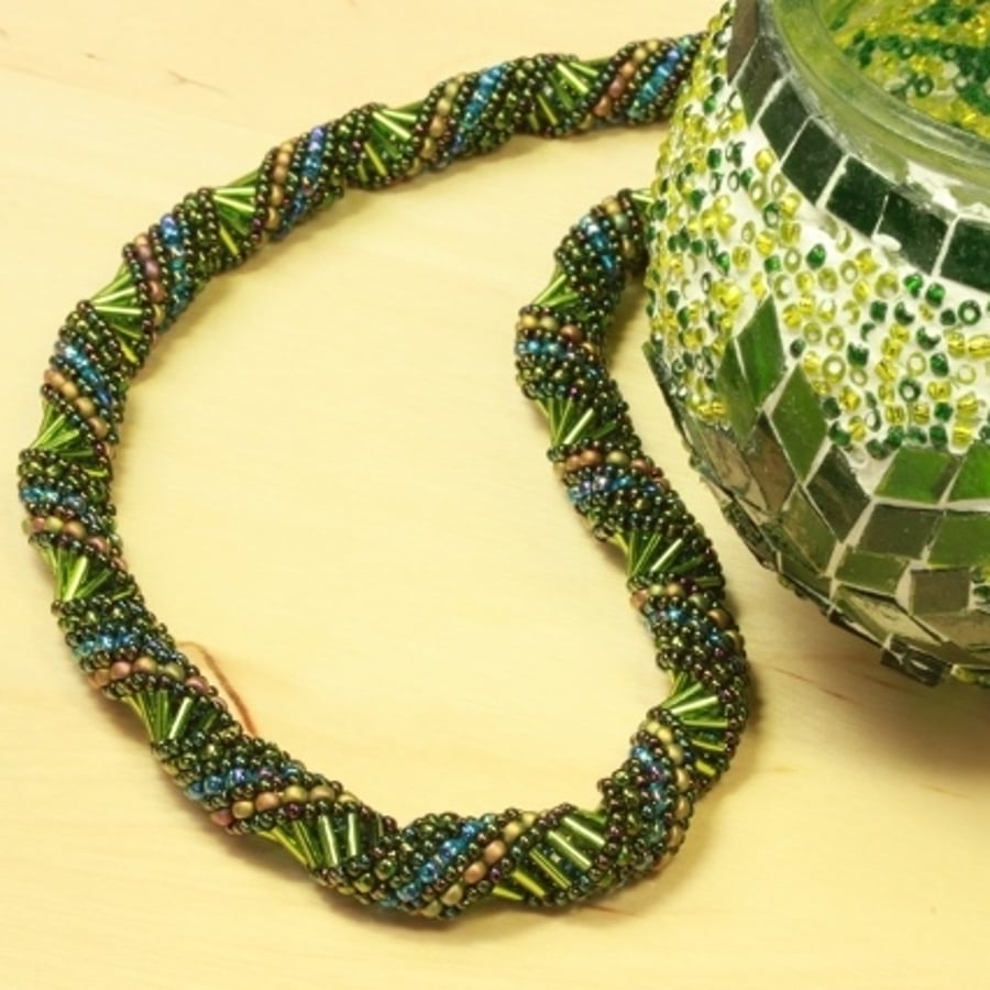 Green Russian Spiral Necklace