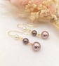 Pearl Earrings - Vintage Rose & Crystal Brown Pearl Drops - Special Occasion  - Image 6