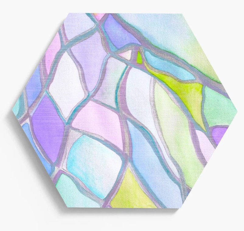 Wall tile in brushed metal. Hexagon shape.