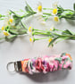 Wristlet Keychain, Pretty Multi Floral Scrunchie Style Soft Cotton Fabric 