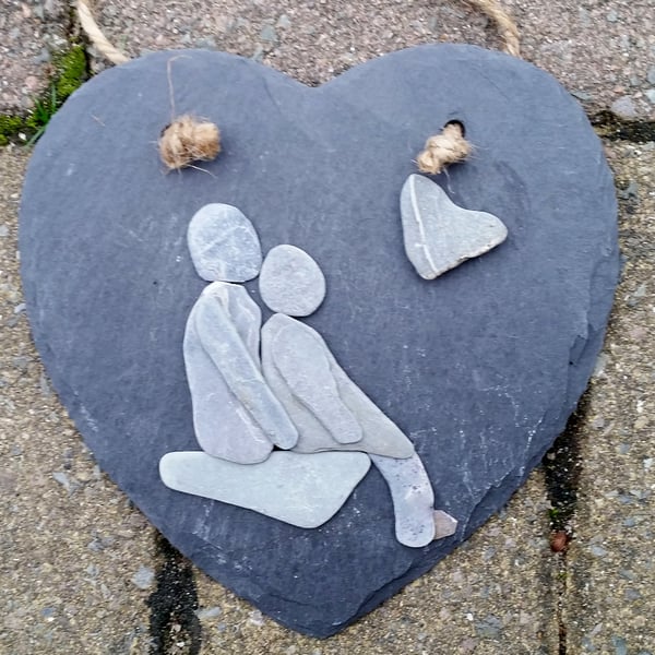 Valentine's Day Gift, Anniversary Gift, Pebble Art, Pebble Picture