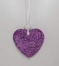 Clay heart, purple hanging decoration, Birthday or anniversary gift for her - Image 2