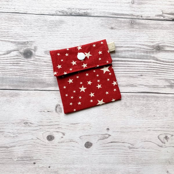 Star themed fabric gift bags with snap closure. Reusable present wrap.
