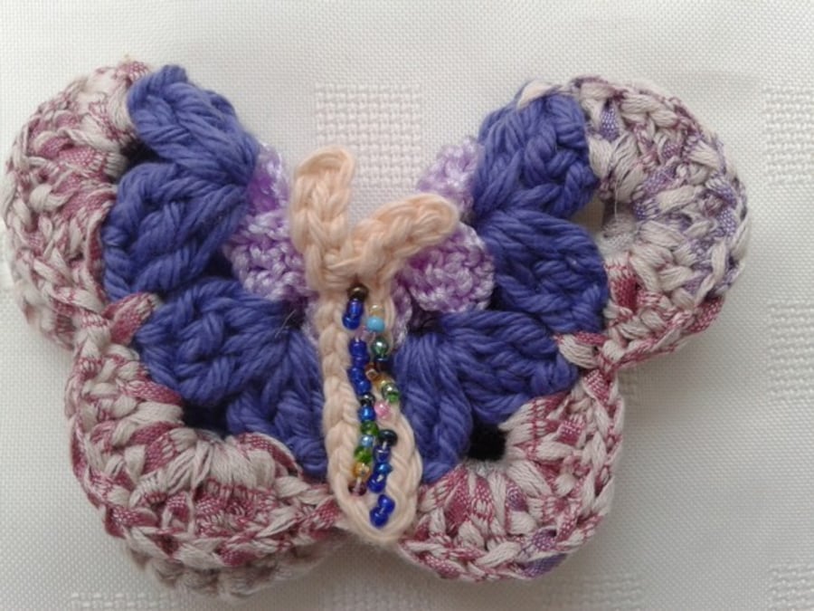 Crochet Butterfly brooch