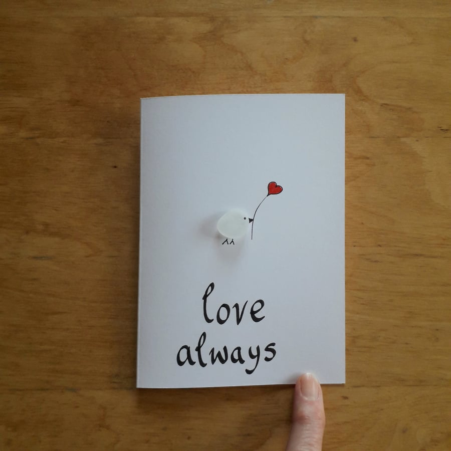 Sea Glass Valentine Card, Unique Anniversary Cards