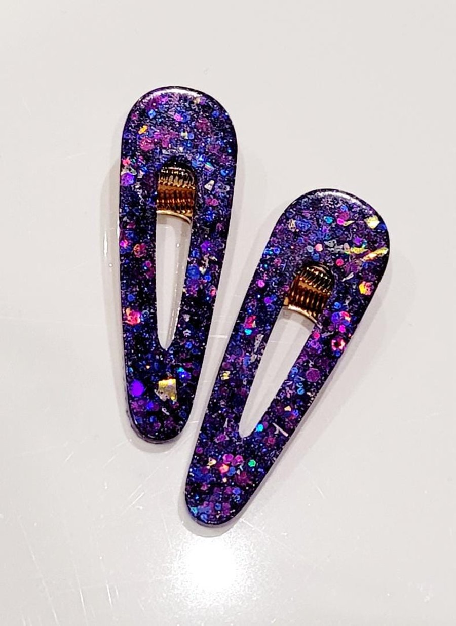 Purple Blue Sparkle Hair Clip
