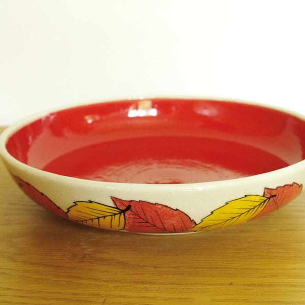 Low or Pasta Bowl - Autumn Colours Beech Leaves (Red)