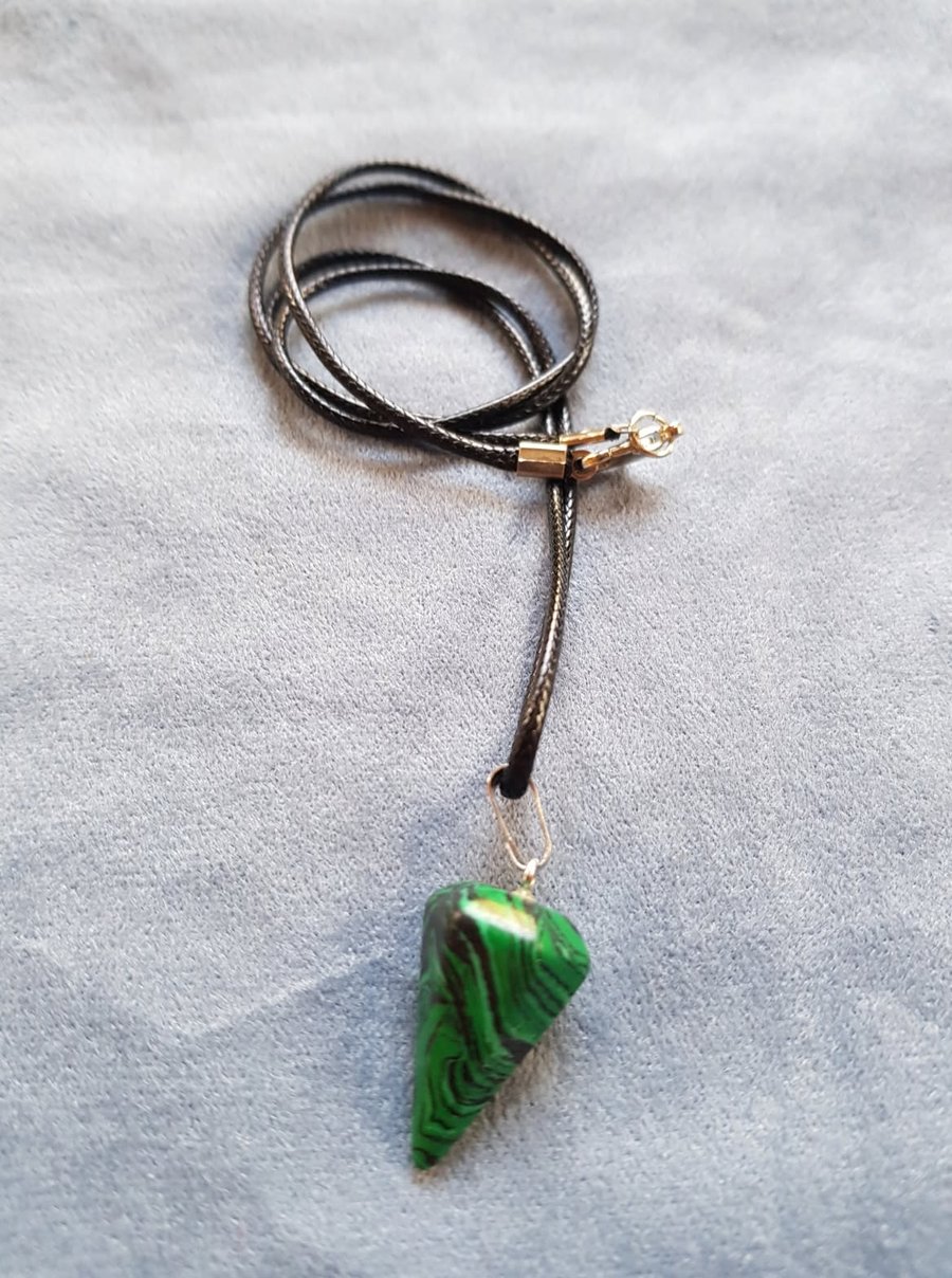 Hand Crafted Green Conical Malachite Necklace