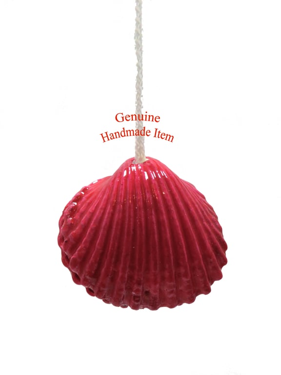 OOAK shell light pull handle, nautical theme, beach found painted fuchsia pink