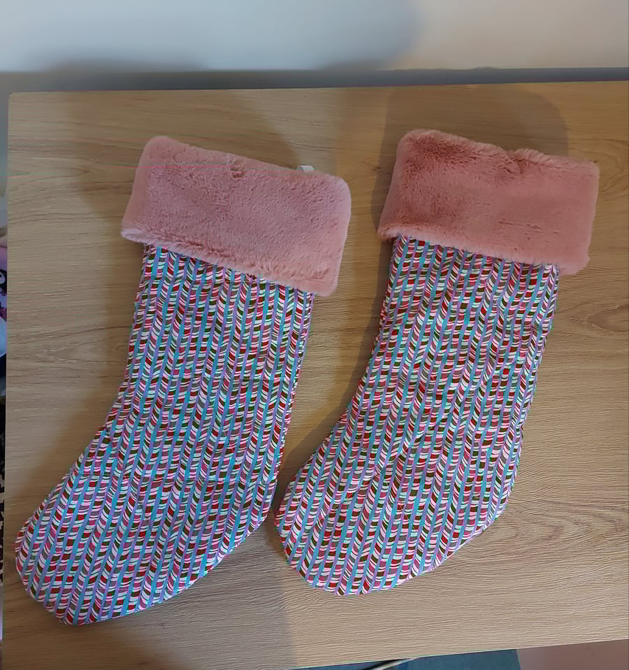 Candy cane christmas stocking