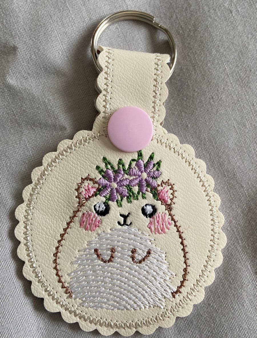 Cute embroidered hamster keyring