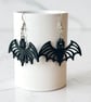 Black bat earrings, Gothic Halloween Jewellery, Silver dangle - Image 3