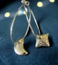 Moon & Star Hoop Silver Earrings