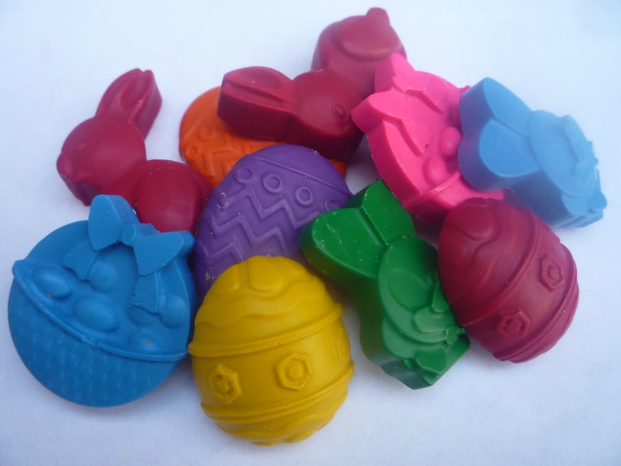 easter assorted novelty handmade wax crayons x 10