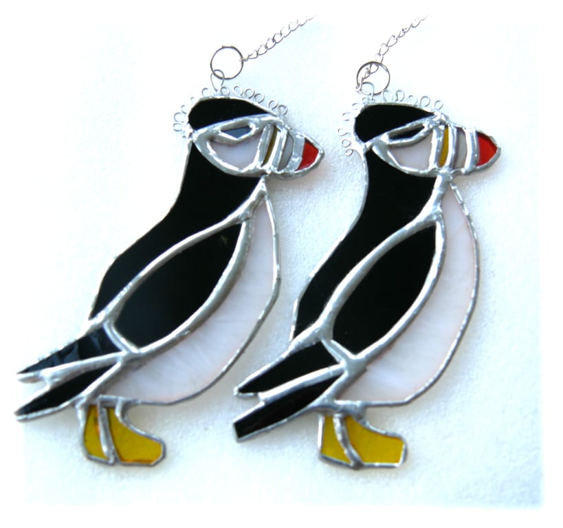 Puffin Bird Suncatcher Stained Glass Handmade British