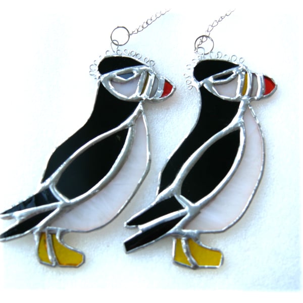 Puffin Bird Suncatcher Stained Glass Handmade British