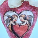 Pretty Spun Cotton Heart Valentine’s Ornament