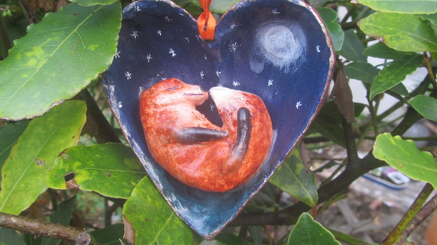 Snoozing fox under a starry night sky  Decoration