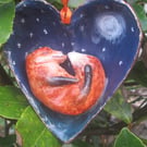 Snoozing fox under a starry night sky  Decoration