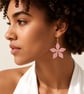 Blush Pink Flower Earrings Miyuki Delica Beads Handmade 3D Floral Jewellery