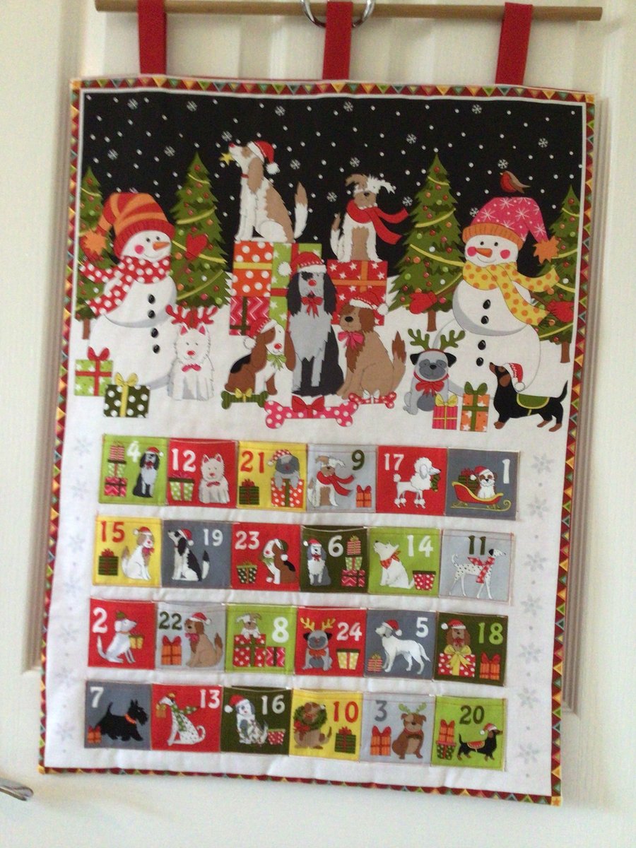 Christmas doggy Advent calendar. Wall hanging,