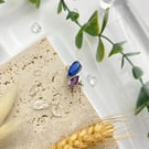 Amethyst Kyanite Two Stones Sterling Silver Adjustable Ring