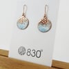 Enamel and Textured Copper Dangle Earrings