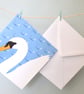 Swan blank or birthday card with patterned background - Image 3