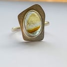 Sterling silver multicoloured sea glass ring