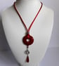 Red Disc & Silver Fangs Pendant  - Image 3