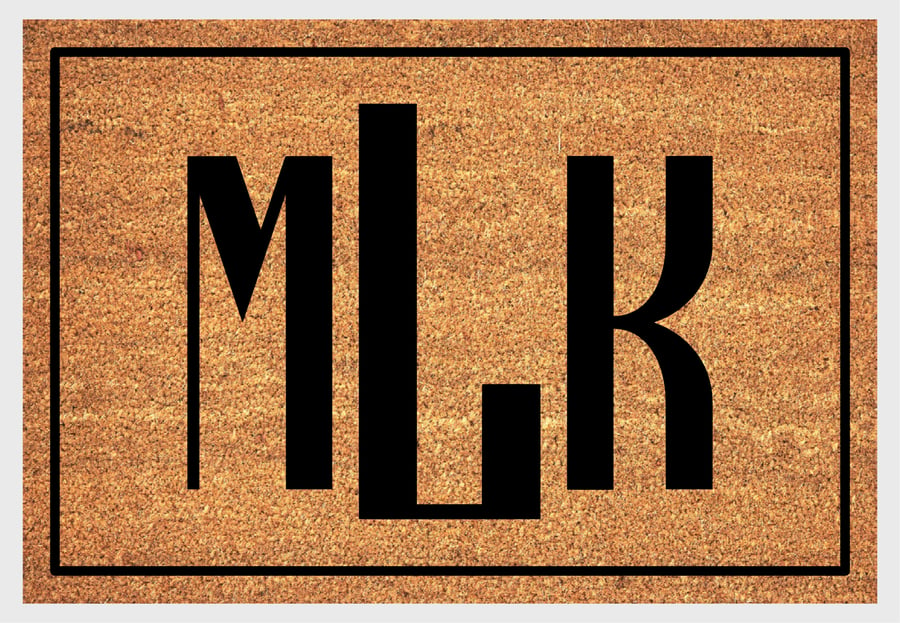 Initials Monogram Doormat - Personalised 3 Letter Monogram Welcome Mat - 3 Sizes