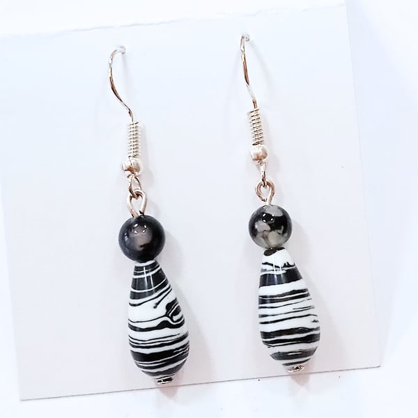 Striped Agate Gemstone Earrings (7) - UK Free Post