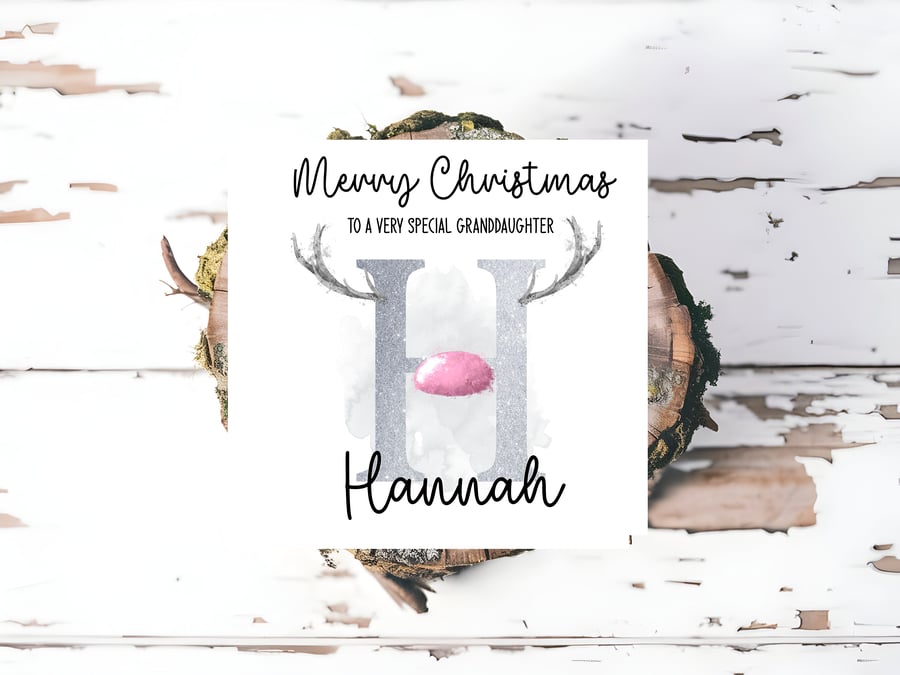 Christmas Card for Granddaughter , Niece , Sister , Daughter , Pink Reindeer 