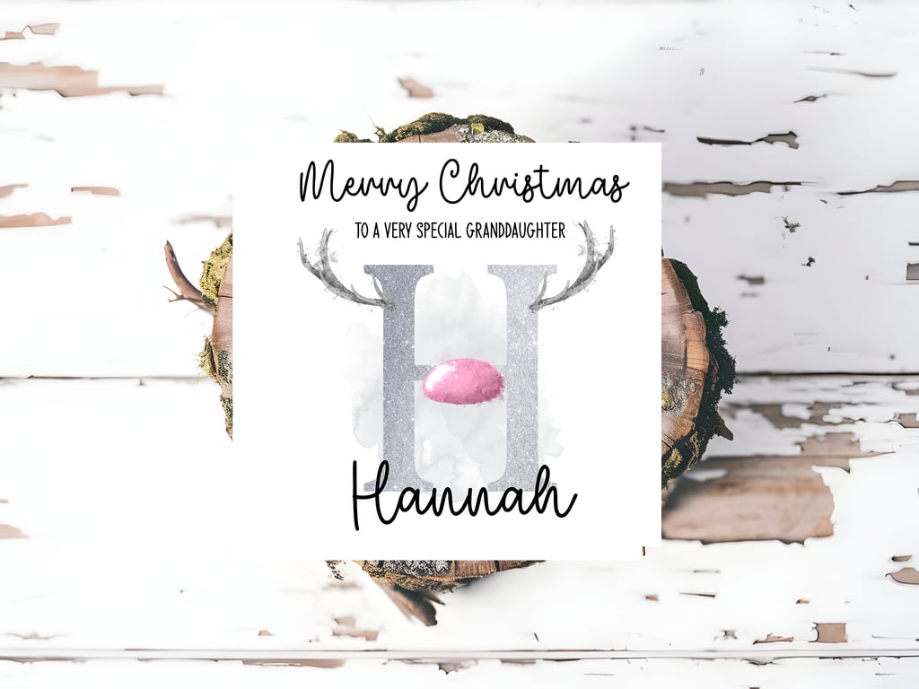 Christmas Card for Granddaughter , Niece , Sister , Daughter , Pink Reindeer 