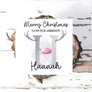 Christmas Card for Granddaughter , Niece , Sister , Daughter , Pink Reindeer 