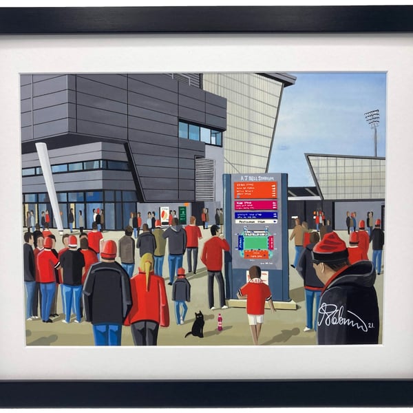 Salford Red Devils, AJ Bell Stadium, High Quality Framed Rugby Art Print.