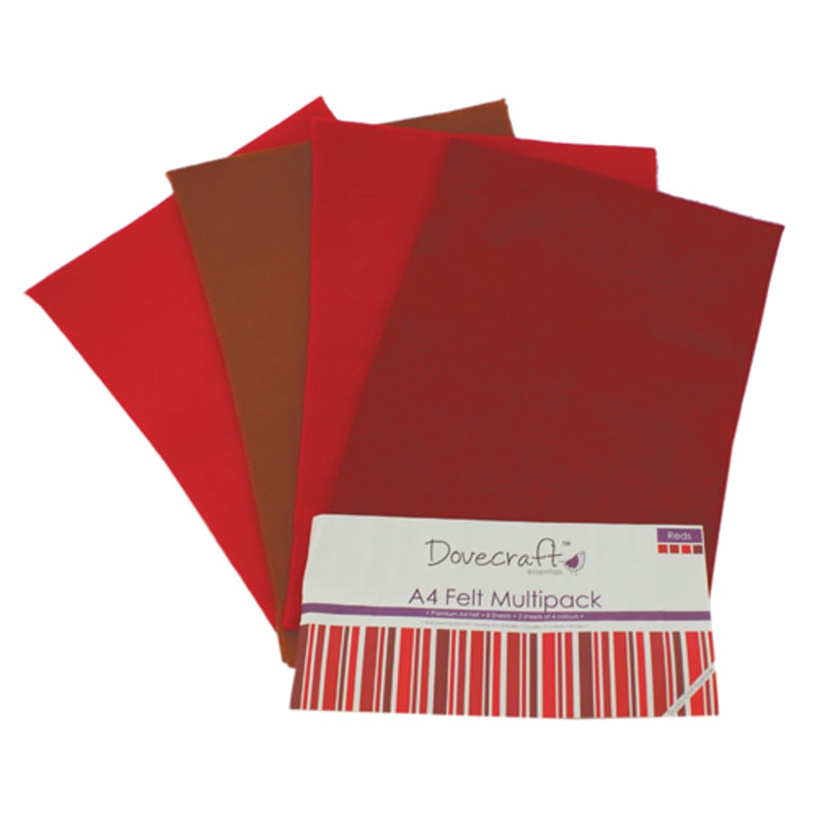 Dovecraft A4 Felt Multiple Pack - Reds 