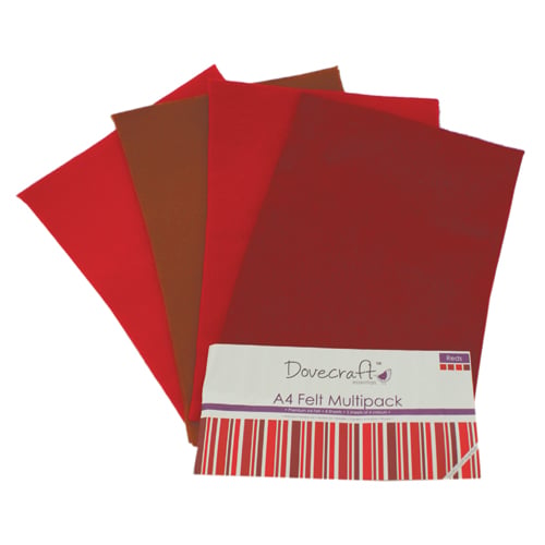 Dovecraft A4 Felt Multiple Pack - Reds 