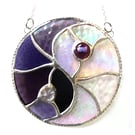 Yin Yang Suncatcher Stained Glass Handmade Purple 025