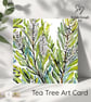 Tea Tree - Art Card - Square - Blank - Original Watercolour Design - Envelope - Image 1