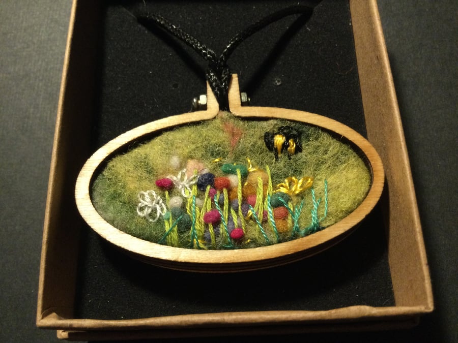 Wildflowers and bumble bee.    Mini Hoop Necklace