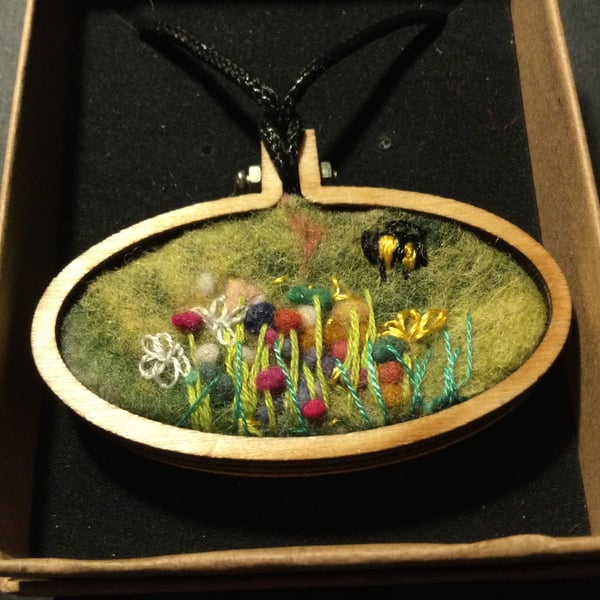 Wildflowers and bumble bee.    Mini Hoop Necklace