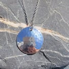 Sterling silver disc pendant necklace 