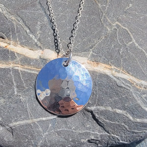 Sterling silver disc pendant necklace 